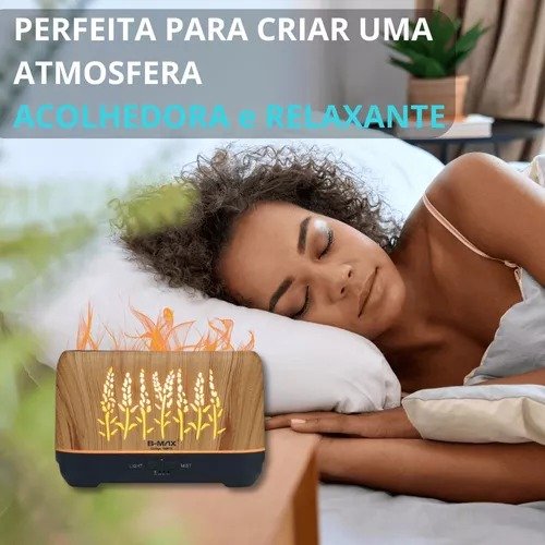 Difusor Aromatizador Simulador De Chamas Bivolt Madeira Usb - Imagem 4